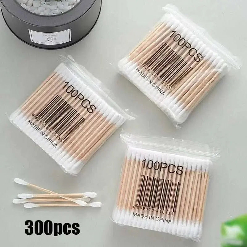 100pcs/500pcs Double Head Wood Cotton Swab Nose Ears Cleaning Women Makeup Tools Lipstik Cotton Buds Tip Sticks - AMIR BAGS INDIA PRIVATE LIMITED
