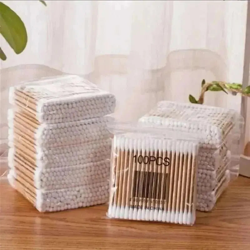 100pcs/500pcs Double Head Wood Cotton Swab Nose Ears Cleaning Women Makeup Tools Lipstik Cotton Buds Tip Sticks - AMIR BAGS INDIA PRIVATE LIMITED