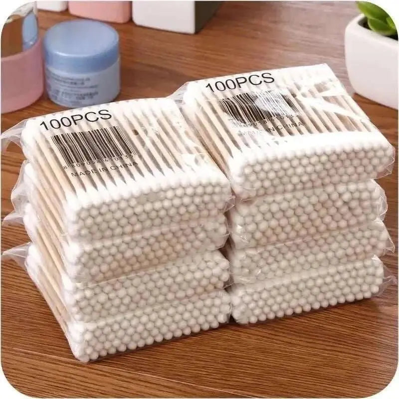 100pcs/500pcs Double Head Wood Cotton Swab Nose Ears Cleaning Women Makeup Tools Lipstik Cotton Buds Tip Sticks - AMIR BAGS INDIA PRIVATE LIMITED