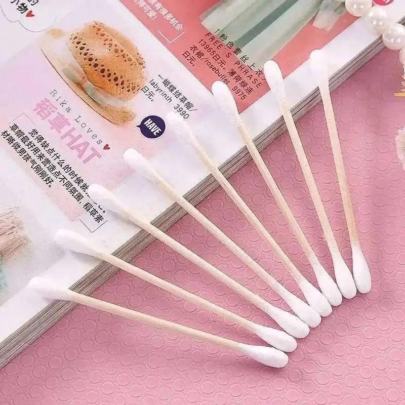 100pcs/500pcs Double Head Wood Cotton Swab Nose Ears Cleaning Women Makeup Tools Lipstik Cotton Buds Tip Sticks - AMIR BAGS INDIA PRIVATE LIMITED