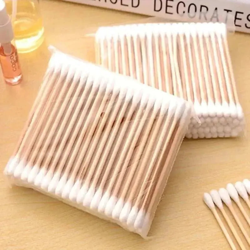 100pcs/500pcs Double Head Wood Cotton Swab Nose Ears Cleaning Women Makeup Tools Lipstik Cotton Buds Tip Sticks - AMIR BAGS INDIA PRIVATE LIMITED