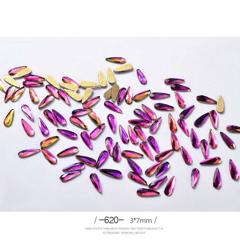 10Pcs 3D Nail Art Rhinestones Long Water Drop Shaped Glitter Nail Art Decorations Accessoires Nail Supplies - AMIR BAGS INDIA PRIVATE LIMITED