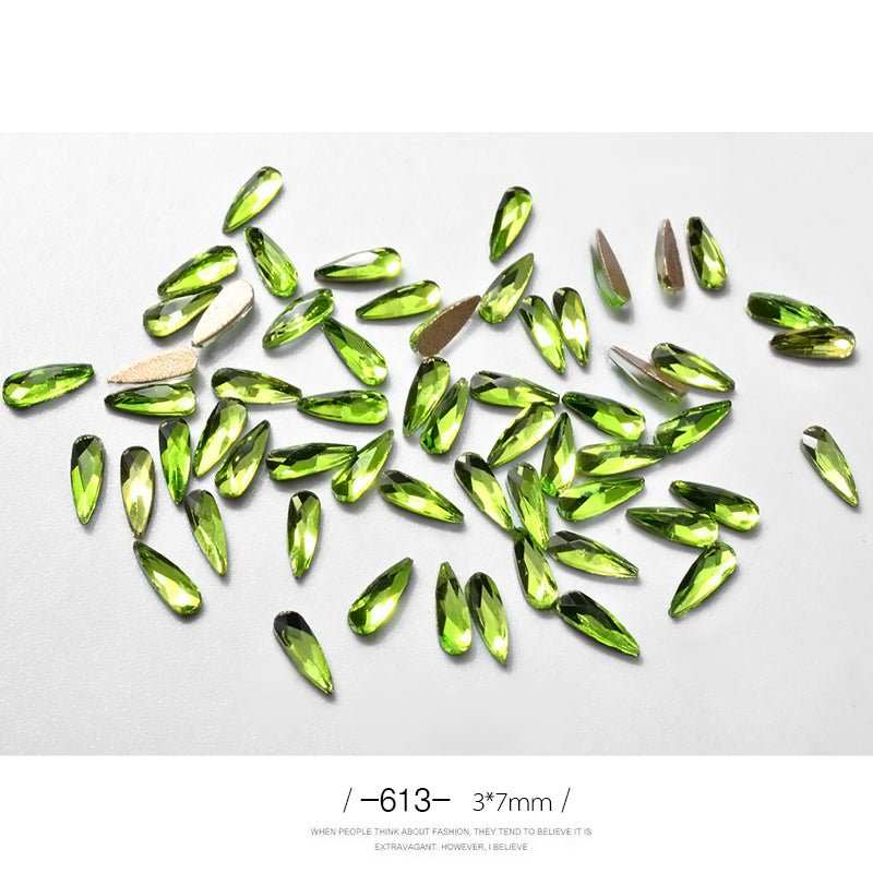 10Pcs 3D Nail Art Rhinestones Long Water Drop Shaped Glitter Nail Art Decorations Accessoires Nail Supplies - AMIR BAGS INDIA PRIVATE LIMITED