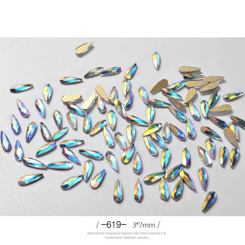 10Pcs 3D Nail Art Rhinestones Long Water Drop Shaped Glitter Nail Art Decorations Accessoires Nail Supplies - AMIR BAGS INDIA PRIVATE LIMITED