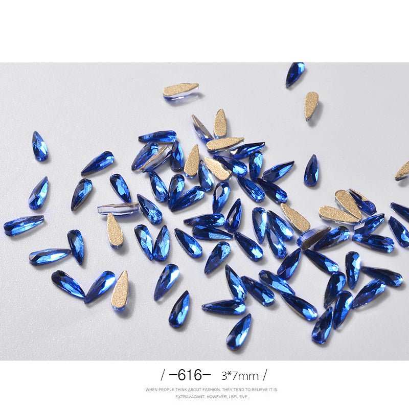 10Pcs 3D Nail Art Rhinestones Long Water Drop Shaped Glitter Nail Art Decorations Accessoires Nail Supplies - AMIR BAGS INDIA PRIVATE LIMITED