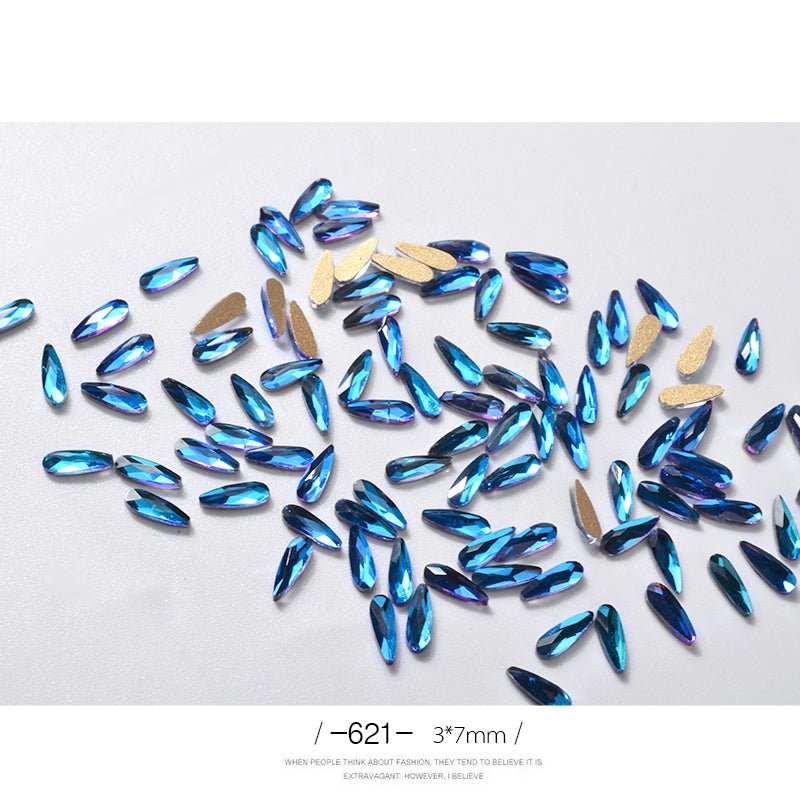 10Pcs 3D Nail Art Rhinestones Long Water Drop Shaped Glitter Nail Art Decorations Accessoires Nail Supplies - AMIR BAGS INDIA PRIVATE LIMITED