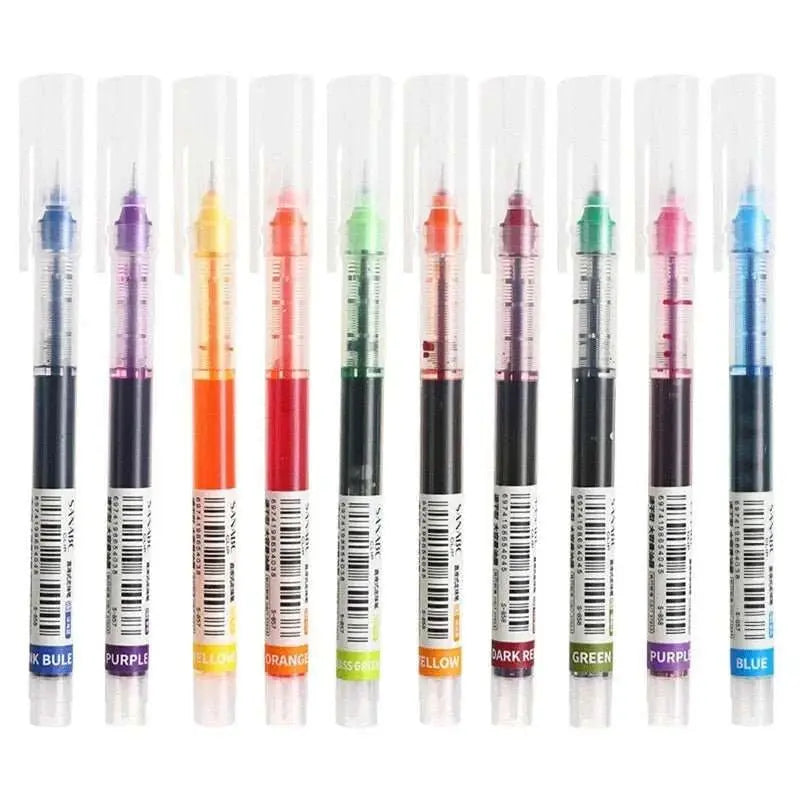 10Pcs/set High Quality Needle Type Gel Pens Straight Liquid Ballpoint Pen Kawaii Stationery School Office Supplies Writing - AMIR BAGS INDIA PRIVATE LIMITED