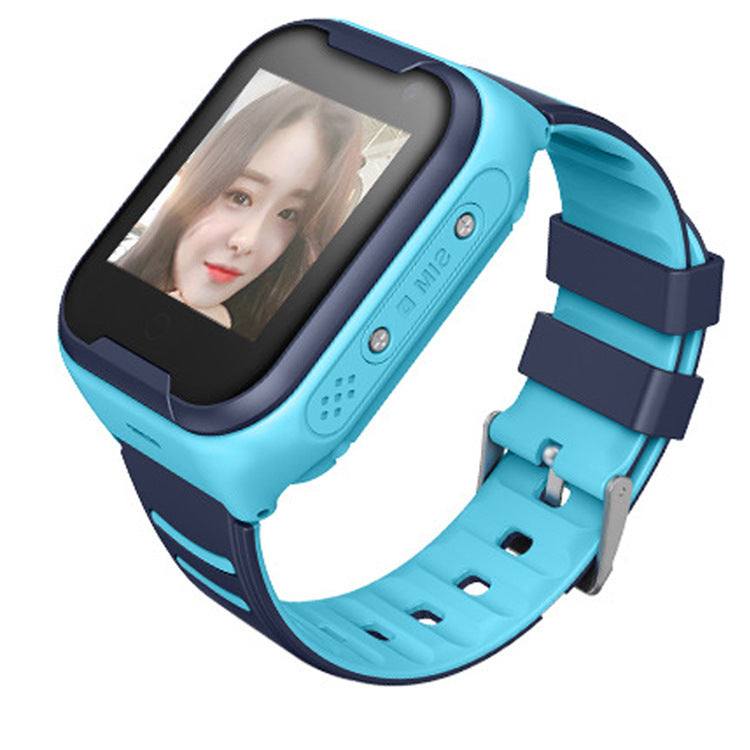 Blue kids smart watch with 4G SIM card, GPS, SOS call, and video call features