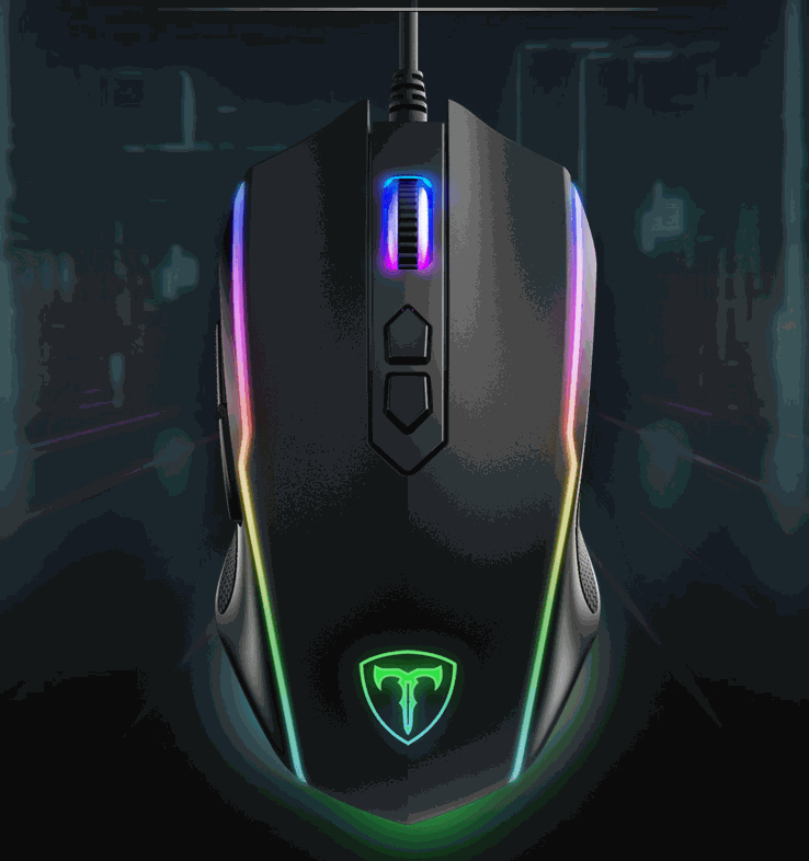 ET Gaming Mouse T16-1 with 7200dpi RGB lighting and ergonomic design, 8 optical keys, USB wired connection in black color