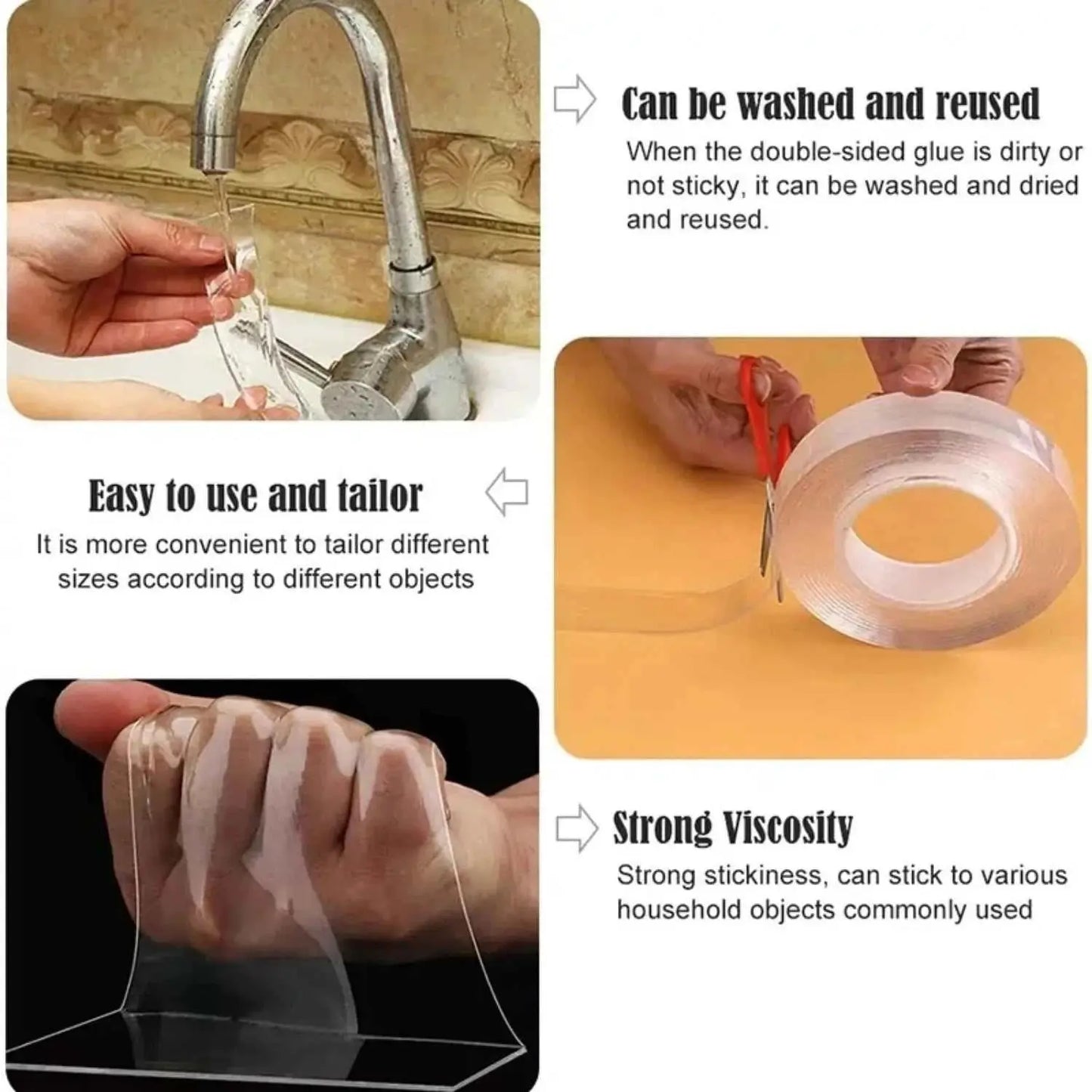 1/3/5M Double Sided Tape Transparent Acrylic Reusable Waterproof Adhesive Tracsless Tape Gadget Doble Cara Nano Tapes - AMIR BAGS INDIA PRIVATE LIMITED