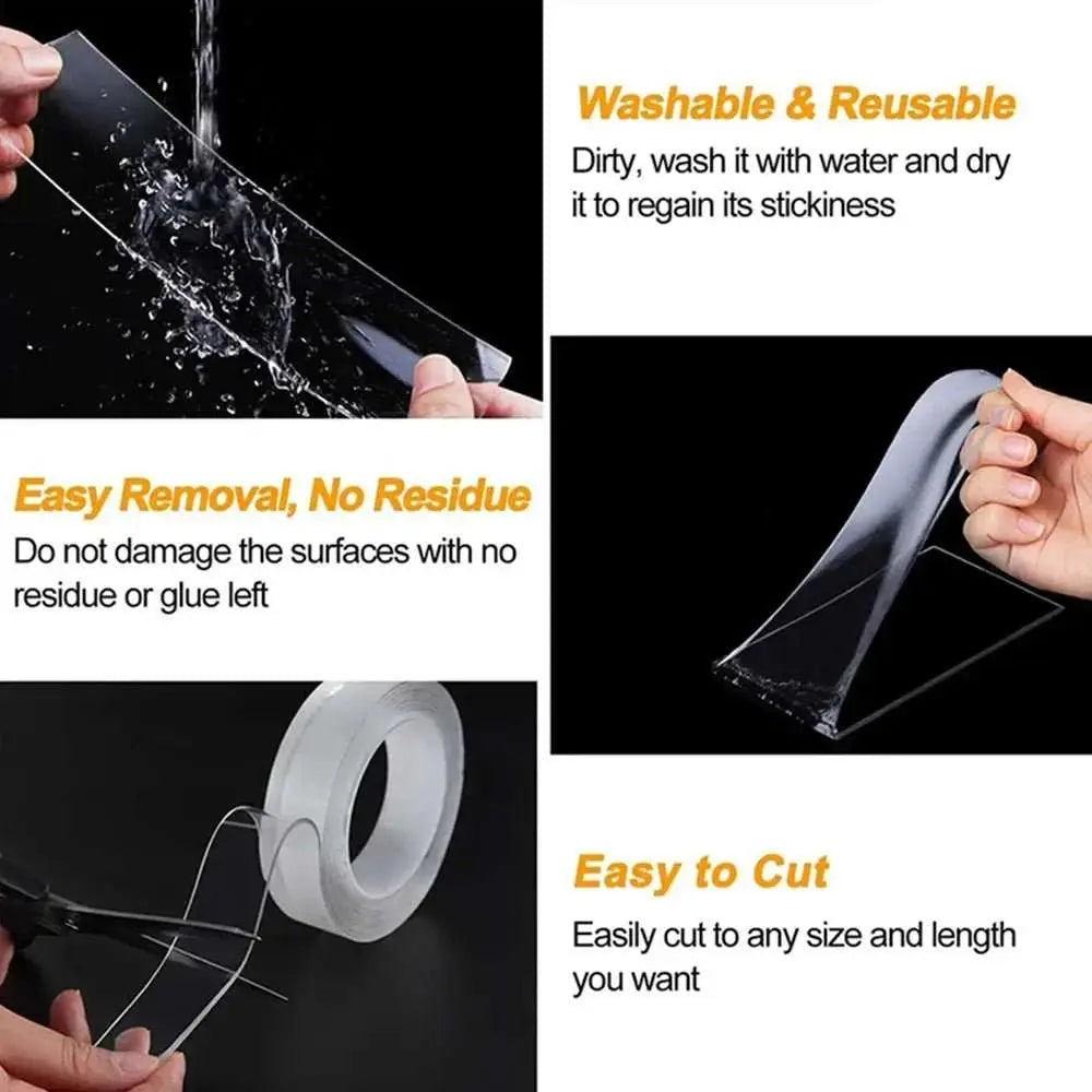 1/3/5M Traceless And Reusable Waterproof Double - sided Tape Nano Tape, Suitable For Kitchen, Bathroom, Office And Other Supplies - AMIR BAGS INDIA PRIVATE LIMITED