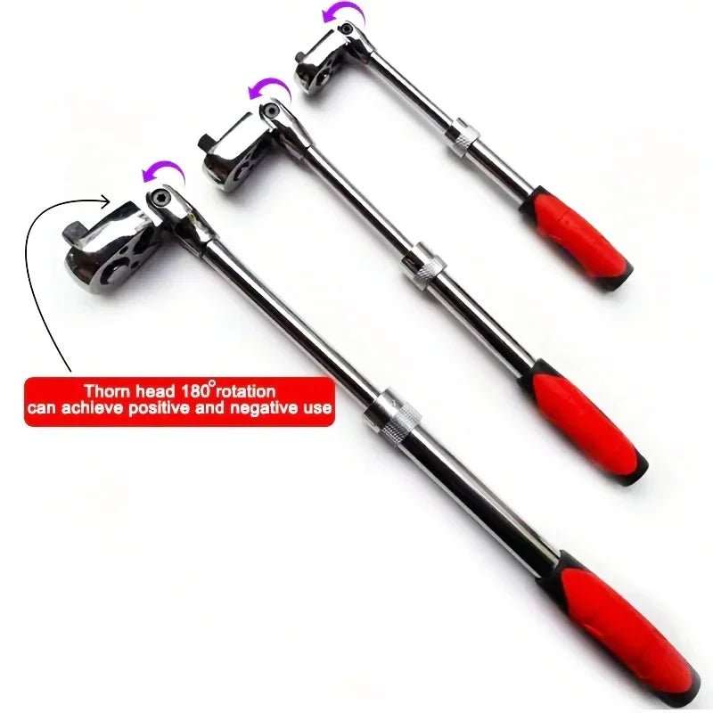 1/4 1/2 3/8 72 - Tooth Carbon Steel Retractable Ratchet Wrench Automatic Quick Release Spanner Multifunctional Hand Tool - AMIR BAGS INDIA PRIVATE LIMITED
