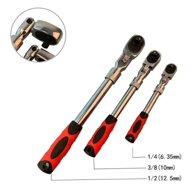 1/4 1/2 3/8 72 - Tooth Carbon Steel Retractable Ratchet Wrench Automatic Quick Release Spanner Multifunctional Hand Tool - AMIR BAGS INDIA PRIVATE LIMITED