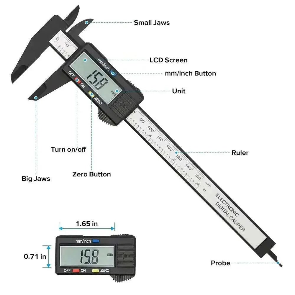 150mm 100mm Electronic Digital Caliper Carbon Fiber Dial Vernier Caliper Gauge Micrometer Measuring Tool Digital Ruler - AMIR BAGS INDIA PRIVATE LIMITED