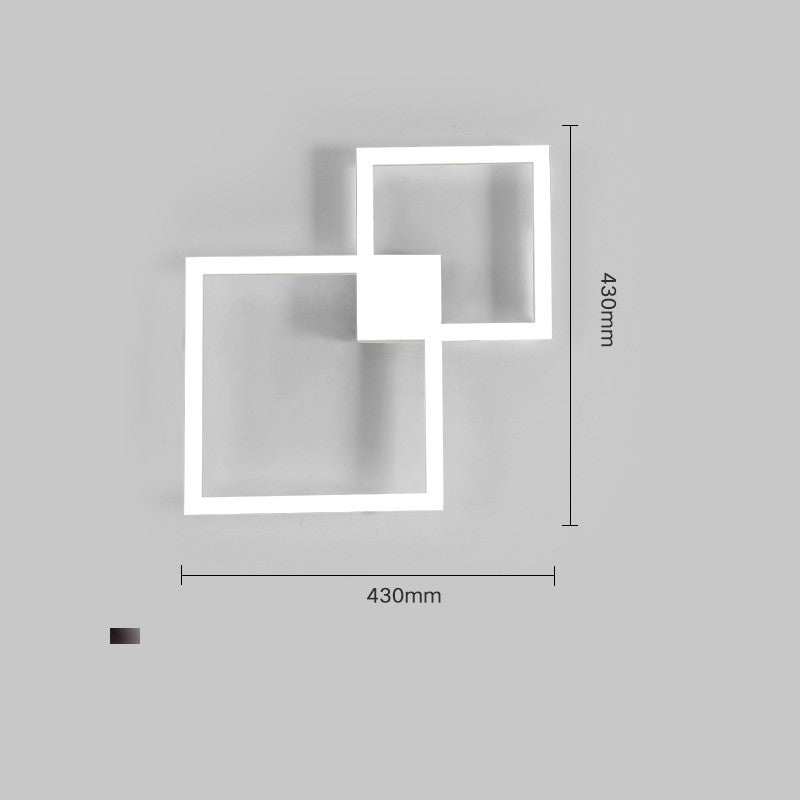 Modern creative geometric square aisle wall decoration lamp in white light with aluminum and acrylic materials, 430mm size