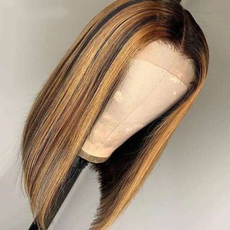 European and American front lace wig with mixed high temperature wire colors and long bangs