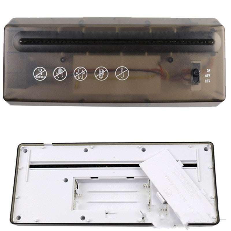 Compact small electric A4 paper shredder with strip cut design for desktop office use