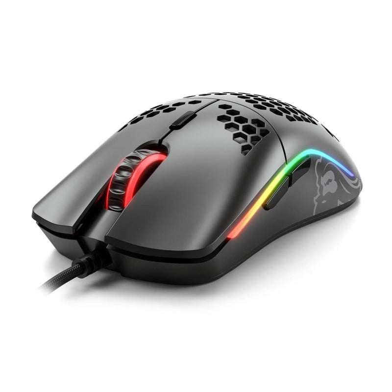 Hollow lightweight wired gaming mouse with RGB lighting and honeycomb shell design