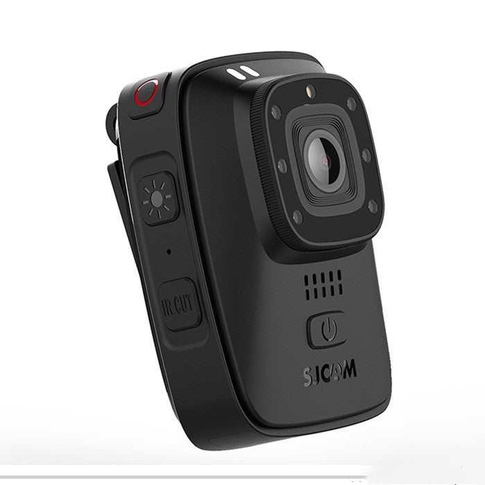 Compact black law enforcement recorder portable camera with 12MP lens and 2-inch LCD screen