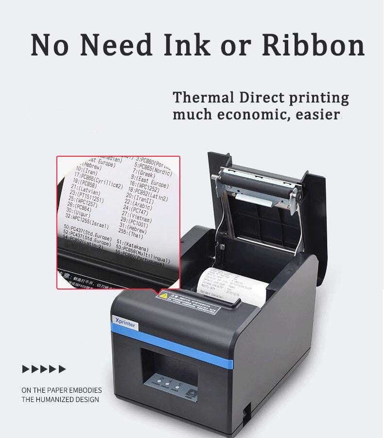 Compact small ticket machine thermal printer for kitchen and restaurant billing with Bluetooth connectivity