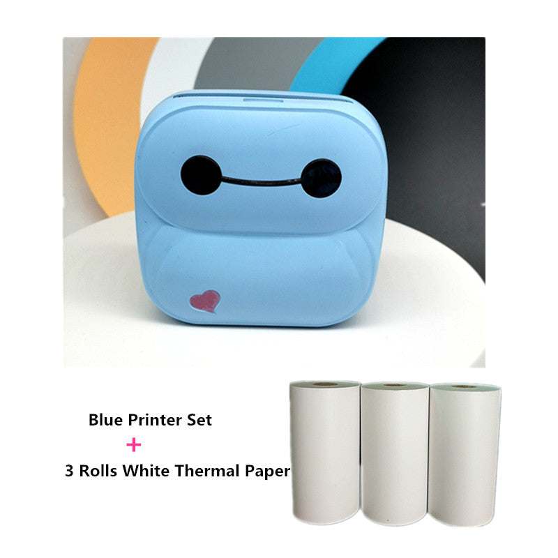 Blue portable note thermal printer with 3 rolls of white thermal paper