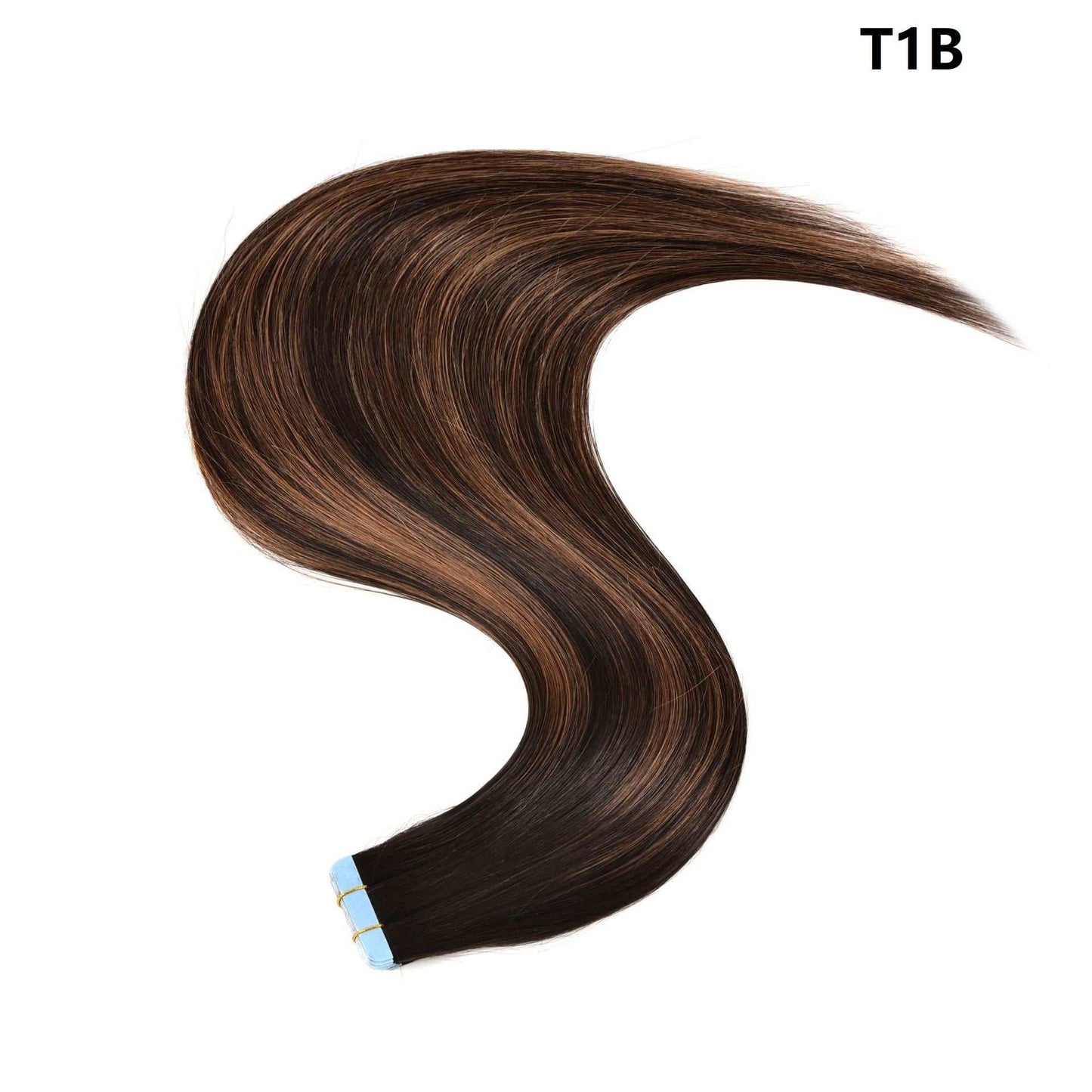 Female traceless invisible medium long straight human hair wig extension in T1B color