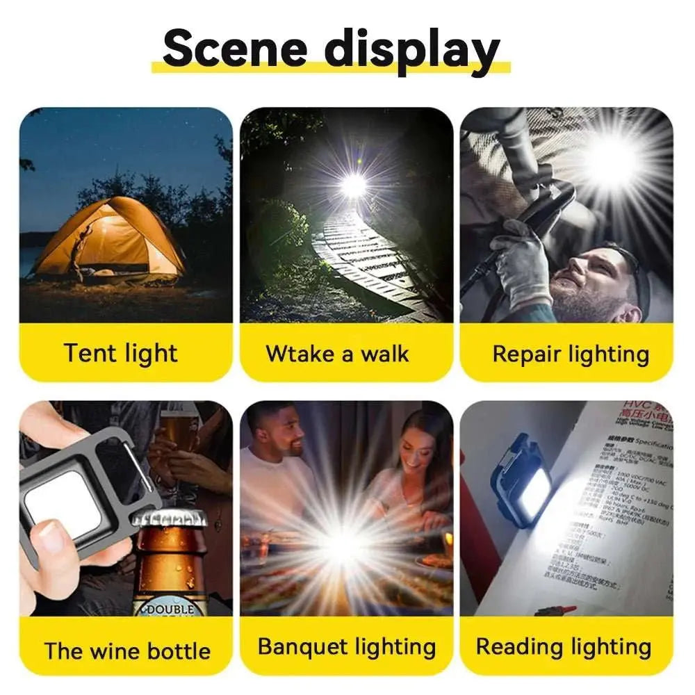 1pc/2pcs COB Keychain Work Light Flashlight Keychain Light Emergency Light, Bottle Opener, Mini Flashlight With Magnetic Base - AMIR BAGS INDIA PRIVATE LIMITED