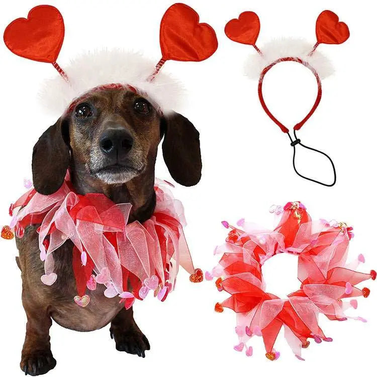 2025 Pets Valentine's Day Decoration Pet Scar Valentine's Day Hairband Dog Party Decoration Prop Dog Accessories Pet Products - AMIR BAGS INDIA PRIVATE LIMITED