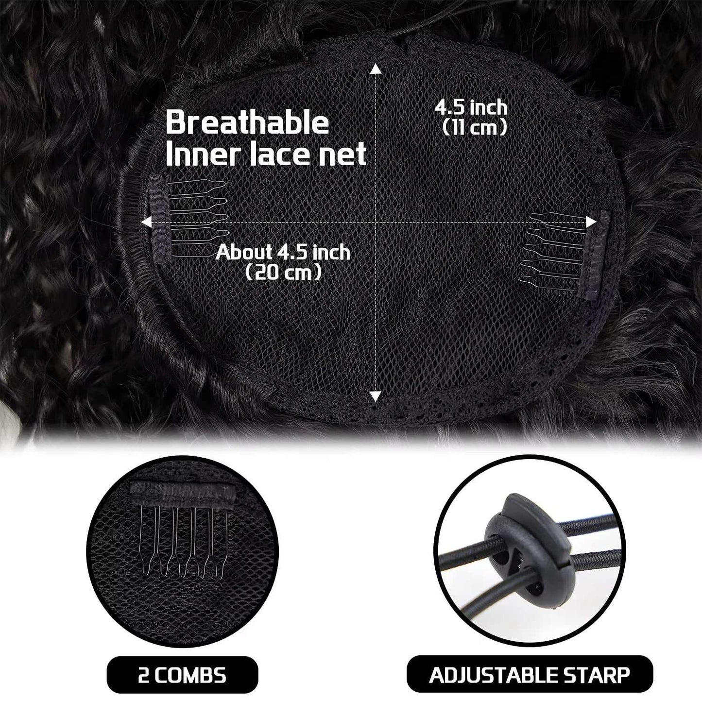 24 Inch Curly Ponytail Extensions Synthetic Deep Wave Drawstring Ponytail for Black Women Human Hair Feeling with Clip - AMIR BAGS INDIA PRIVATE LIMITED