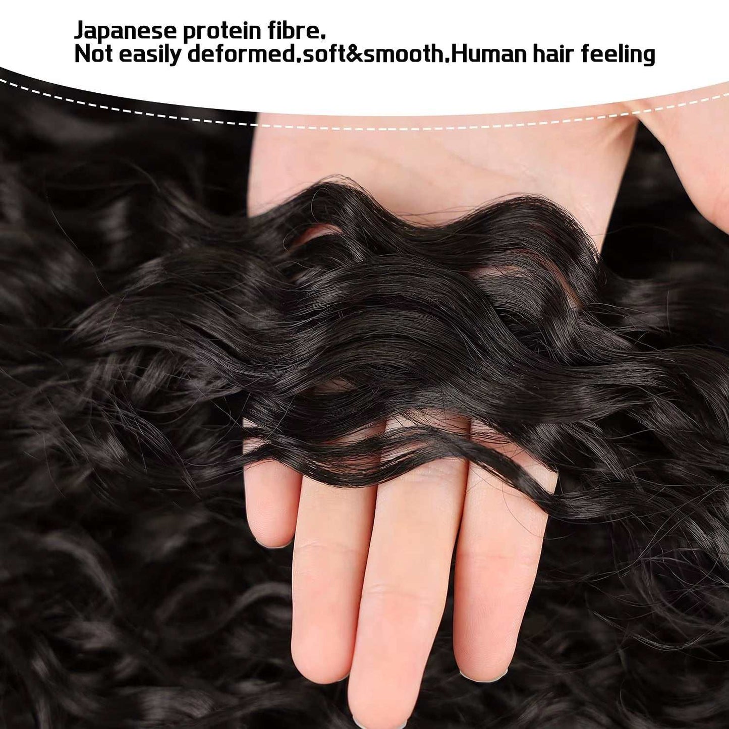24 Inch Curly Ponytail Extensions Synthetic Deep Wave Drawstring Ponytail for Black Women Human Hair Feeling with Clip - AMIR BAGS INDIA PRIVATE LIMITED