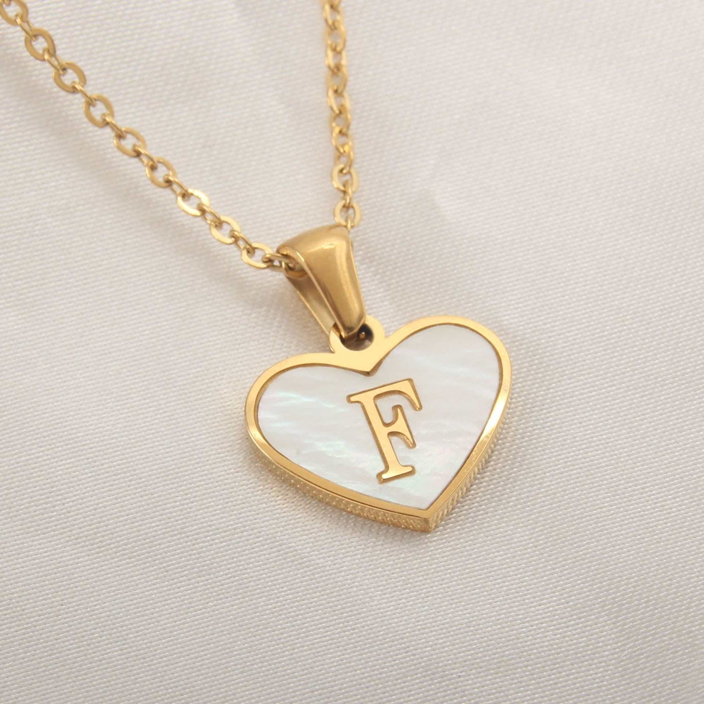 26 Letter Heart - shaped Necklace White Shell Love Clavicle Chain Fashion Personalized Necklace For Women Jewelry Valentine's Day - AMIR BAGS INDIA PRIVATE LIMITED