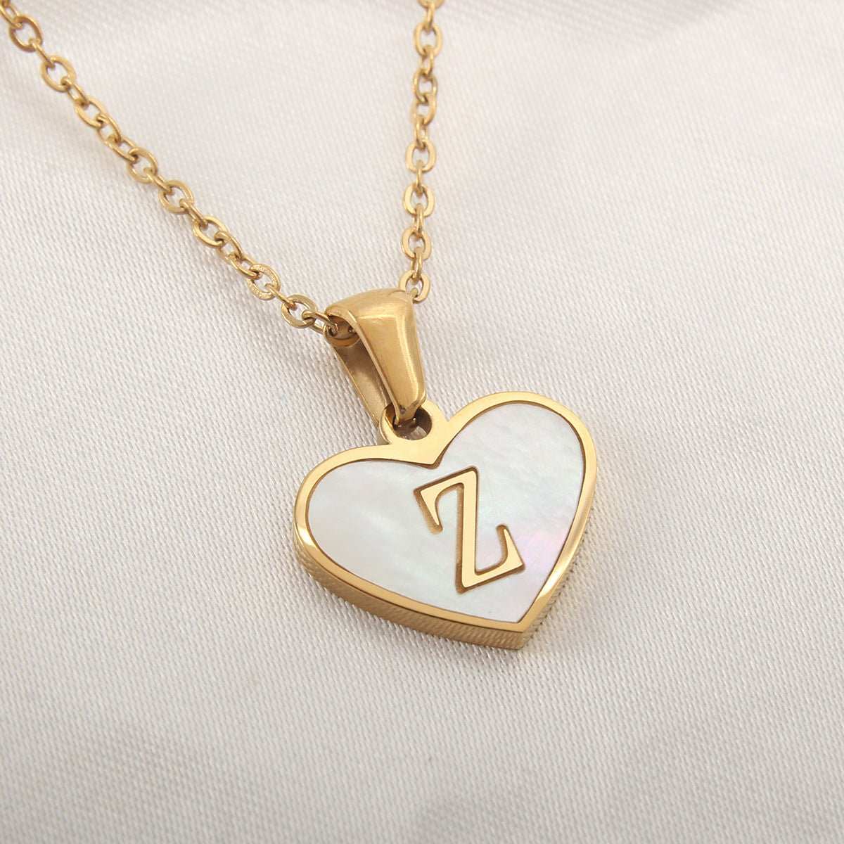26 Letter Heart - shaped Necklace White Shell Love Clavicle Chain Fashion Personalized Necklace For Women Jewelry Valentine's Day - AMIR BAGS INDIA PRIVATE LIMITED