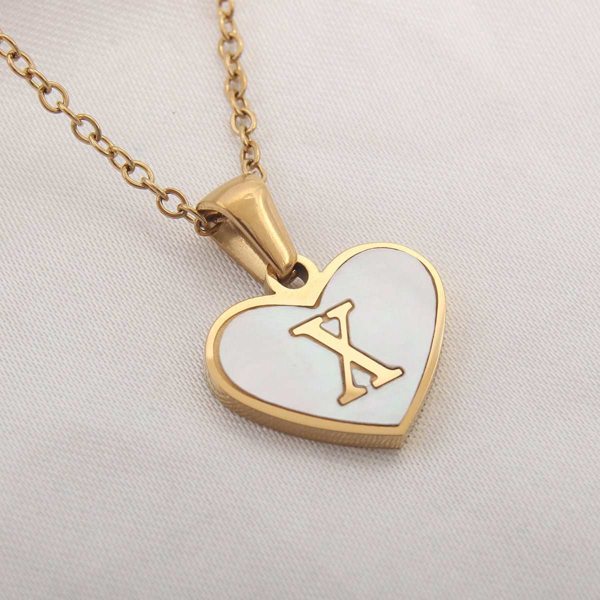 26 Letter Heart - shaped Necklace White Shell Love Clavicle Chain Fashion Personalized Necklace For Women Jewelry Valentine's Day - AMIR BAGS INDIA PRIVATE LIMITED