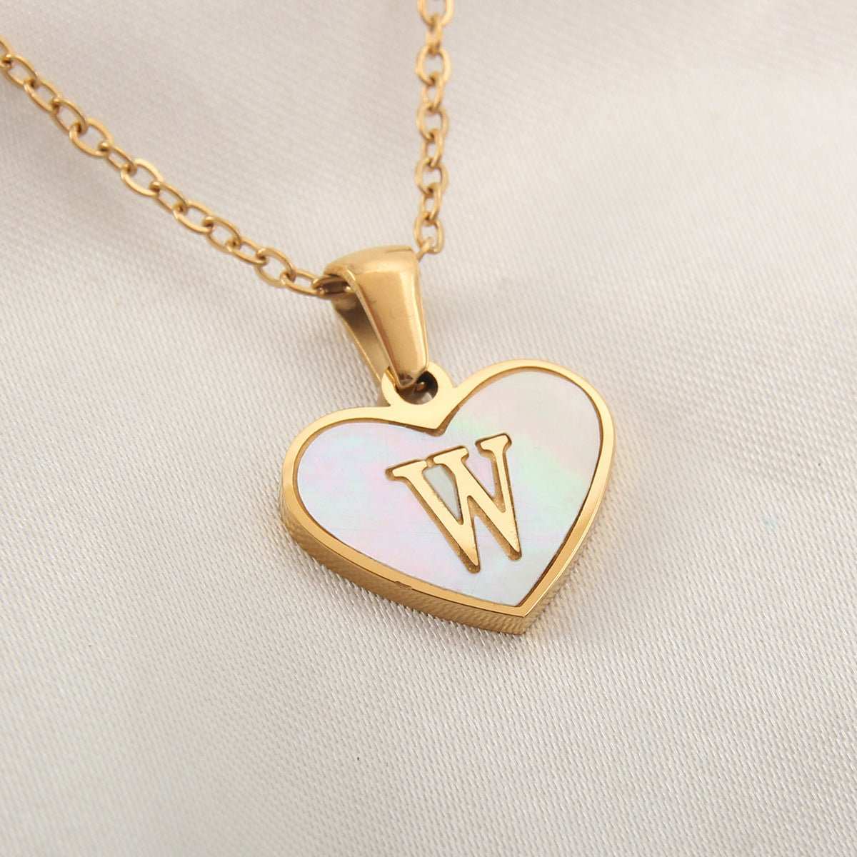 26 Letter Heart - shaped Necklace White Shell Love Clavicle Chain Fashion Personalized Necklace For Women Jewelry Valentine's Day - AMIR BAGS INDIA PRIVATE LIMITED