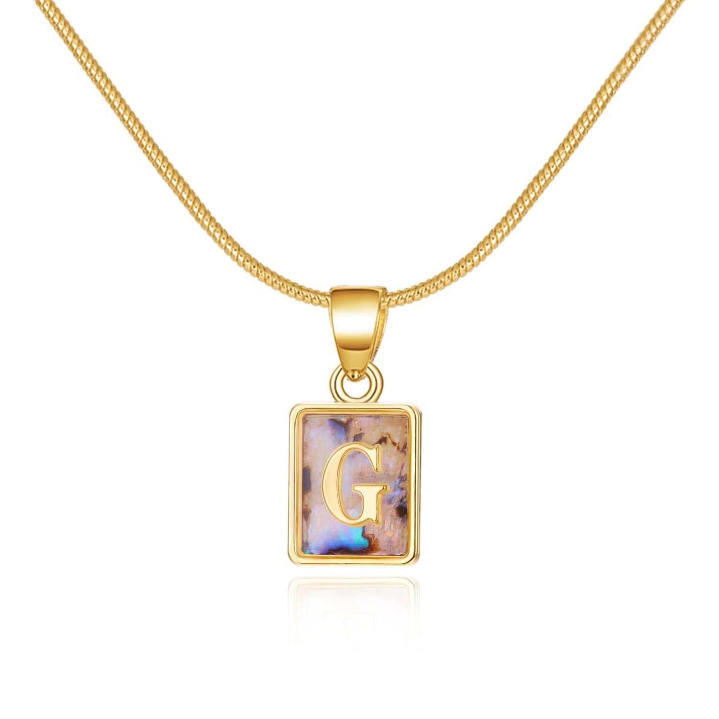 26 Letter Square Necklace Colorful Shell Luminous Pendant Chain Necklace For Women Temperament Ladies Jewelry - AMIR BAGS INDIA PRIVATE LIMITED