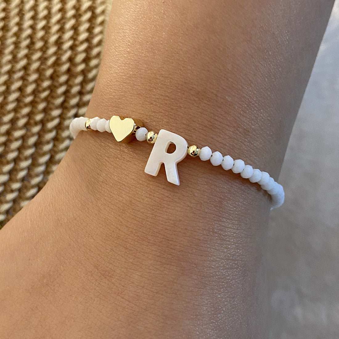26 Letters White Shell Beaded Bracelet Women Metal Love Design Bracelet Jewelry - AMIR BAGS INDIA PRIVATE LIMITED