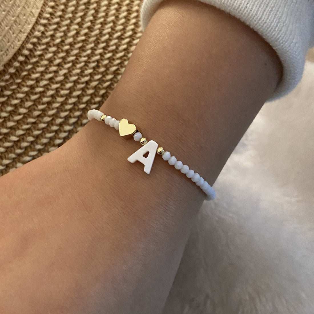 26 Letters White Shell Beaded Bracelet Women Metal Love Design Bracelet Jewelry - AMIR BAGS INDIA PRIVATE LIMITED