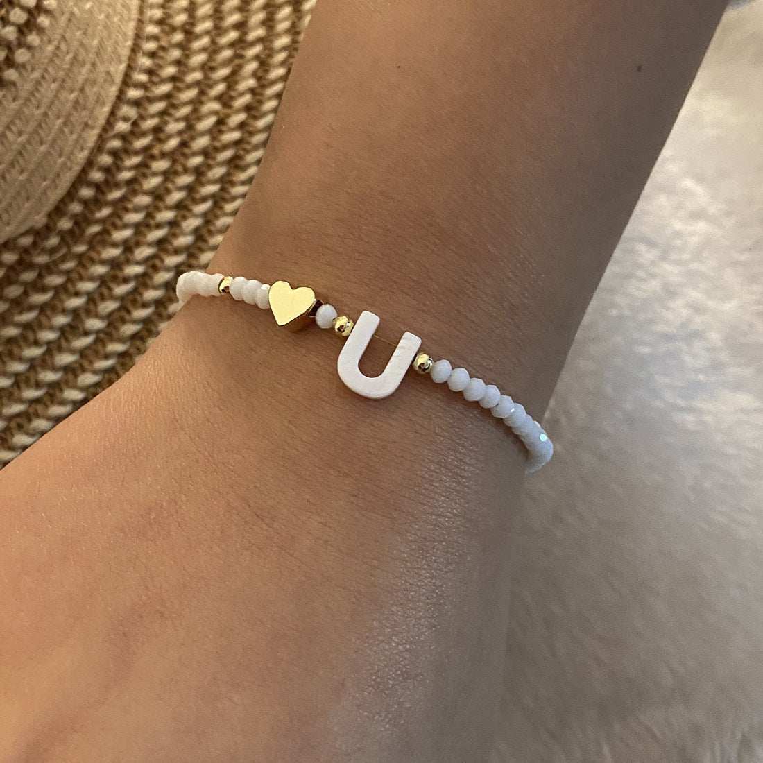 26 Letters White Shell Beaded Bracelet Women Metal Love Design Bracelet Jewelry - AMIR BAGS INDIA PRIVATE LIMITED