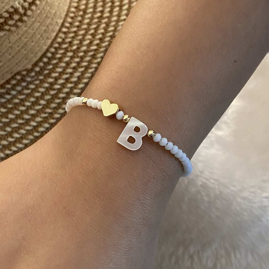 26 Letters White Shell Beaded Bracelet Women Metal Love Design Bracelet Jewelry - AMIR BAGS INDIA PRIVATE LIMITED