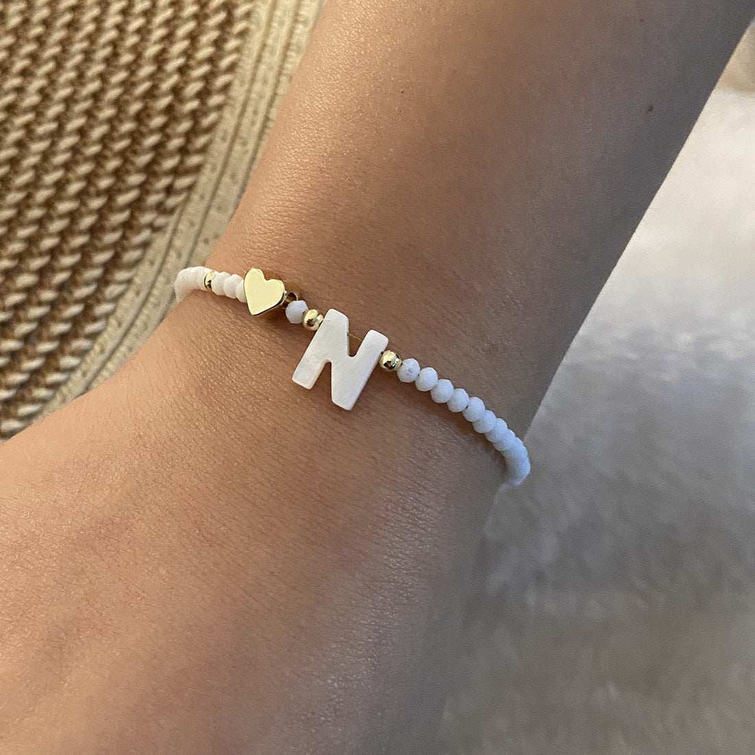 26 Letters White Shell Beaded Bracelet Women Metal Love Design Bracelet Jewelry - AMIR BAGS INDIA PRIVATE LIMITED