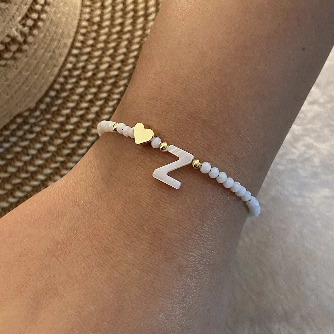 26 Letters White Shell Beaded Bracelet Women Metal Love Design Bracelet Jewelry - AMIR BAGS INDIA PRIVATE LIMITED