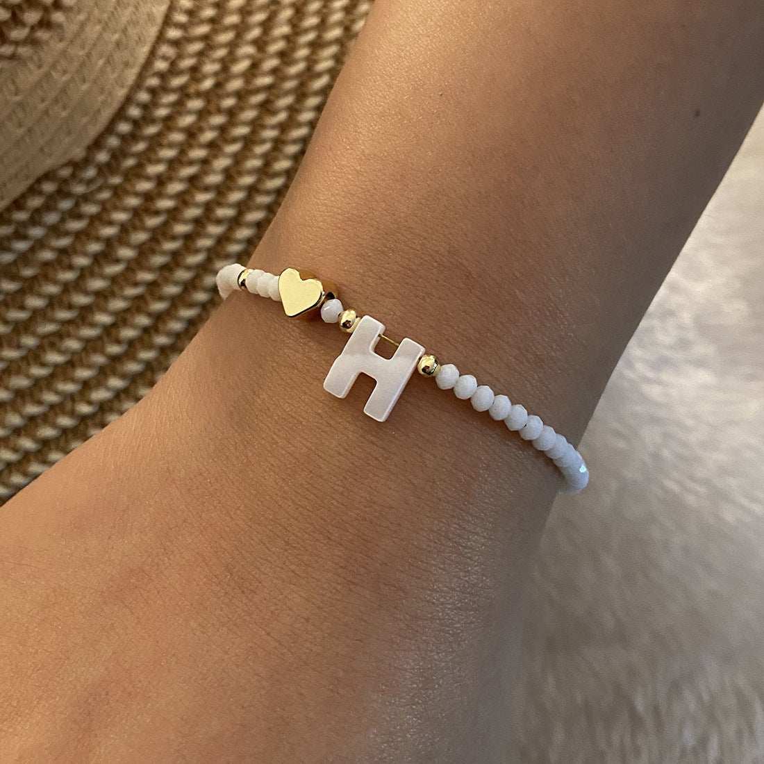 26 Letters White Shell Beaded Bracelet Women Metal Love Design Bracelet Jewelry - AMIR BAGS INDIA PRIVATE LIMITED