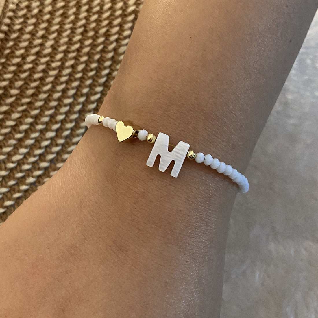 26 Letters White Shell Beaded Bracelet Women Metal Love Design Bracelet Jewelry - AMIR BAGS INDIA PRIVATE LIMITED