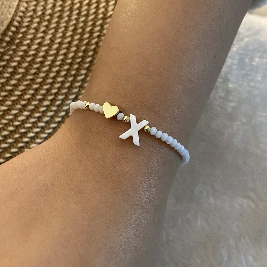 26 Letters White Shell Beaded Bracelet Women Metal Love Design Bracelet Jewelry - AMIR BAGS INDIA PRIVATE LIMITED
