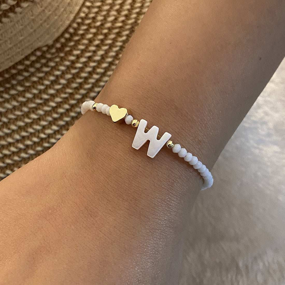 26 Letters White Shell Beaded Bracelet Women Metal Love Design Bracelet Jewelry - AMIR BAGS INDIA PRIVATE LIMITED