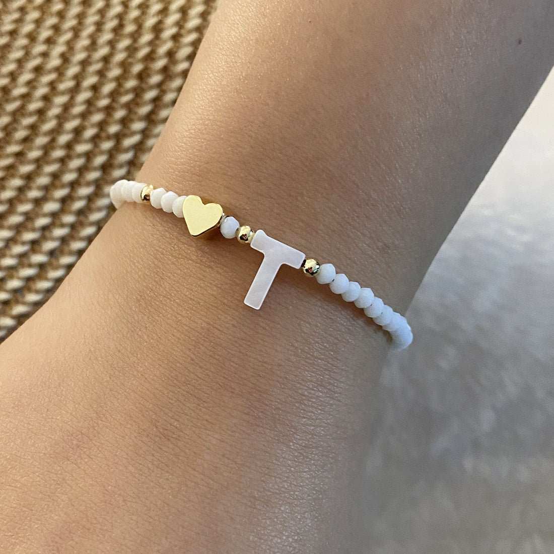 26 Letters White Shell Beaded Bracelet Women Metal Love Design Bracelet Jewelry - AMIR BAGS INDIA PRIVATE LIMITED