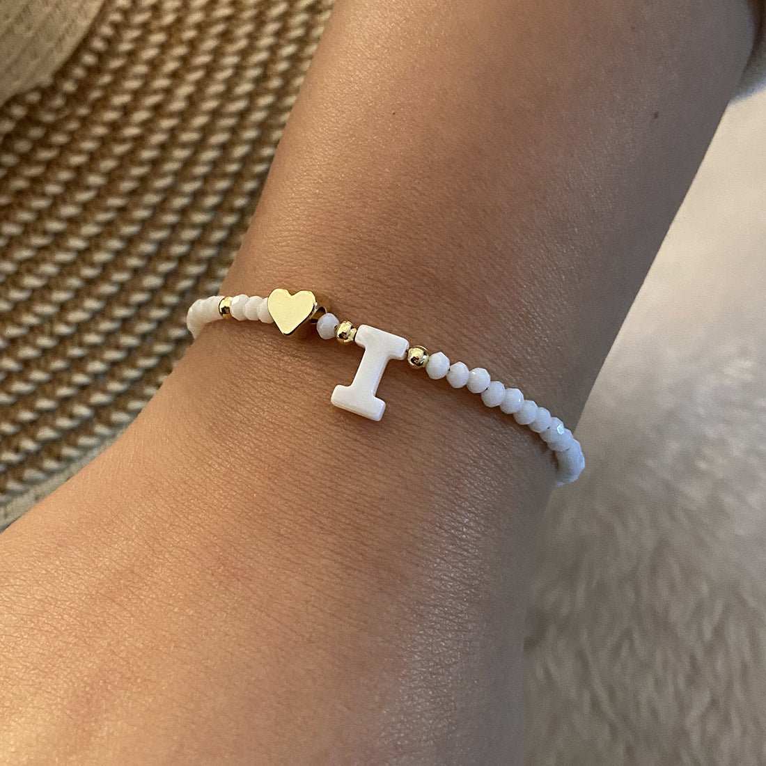 26 Letters White Shell Beaded Bracelet Women Metal Love Design Bracelet Jewelry - AMIR BAGS INDIA PRIVATE LIMITED