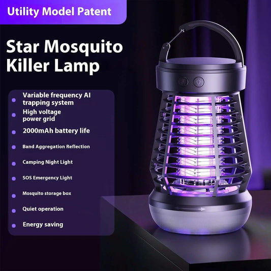 2in1 Mosquito Killer Lamp Electric Fly Catcher USB Rechargeable Electric Mosquito Swatter Electric Fly Trap With Night Light S0S Emergency Light Mosquito Killer Terrace Camping - AMIR BAGS INDIA PRIVATE LIMITED