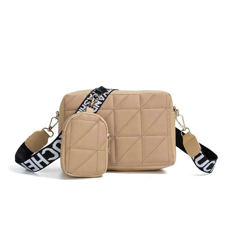 2Pcs Rhombus Shoulder Bag With Wallet Letter Print Wide Shoulder Strap Small Square Bag Large Capacity Cell Phone Crossbody Bags - AMIR BAGS INDIA PRIVATE LIMITED