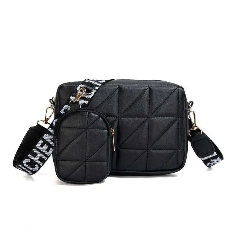 2Pcs Rhombus Shoulder Bag With Wallet Letter Print Wide Shoulder Strap Small Square Bag Large Capacity Cell Phone Crossbody Bags - AMIR BAGS INDIA PRIVATE LIMITED
